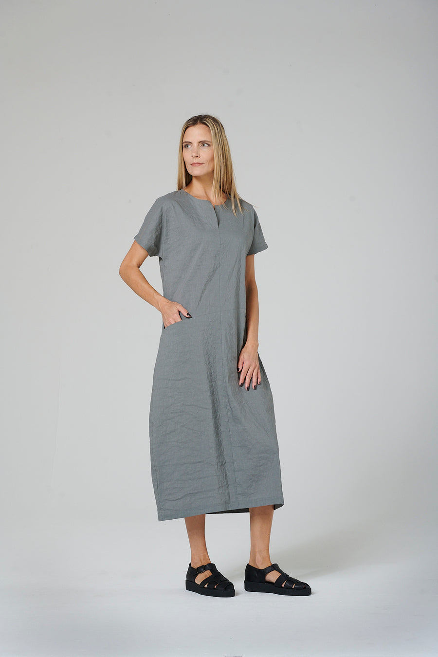 Linen blend dress with elastane (323k1)