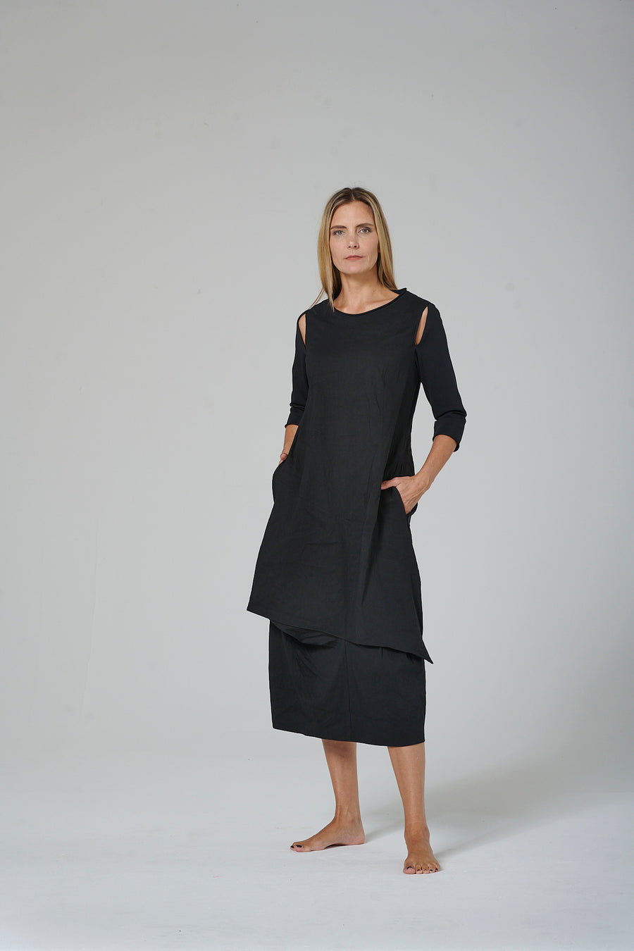 Linen blend dress with elastane (323k2)