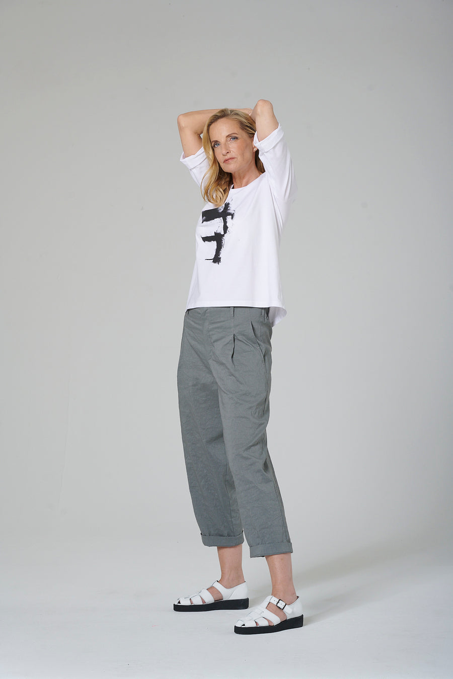 Linen blend trousers with elastane (323h1)