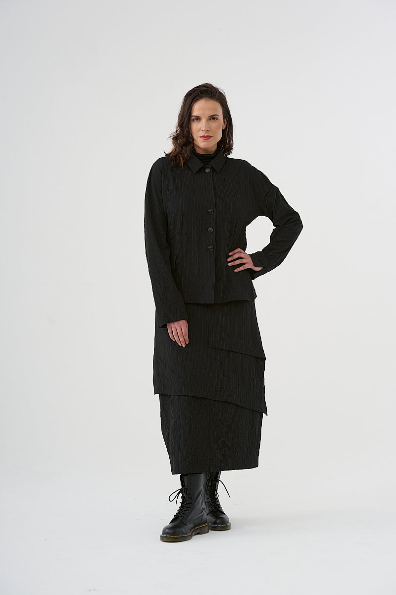 Jacket (461j1) made of structured, subtly striped mixed fabric