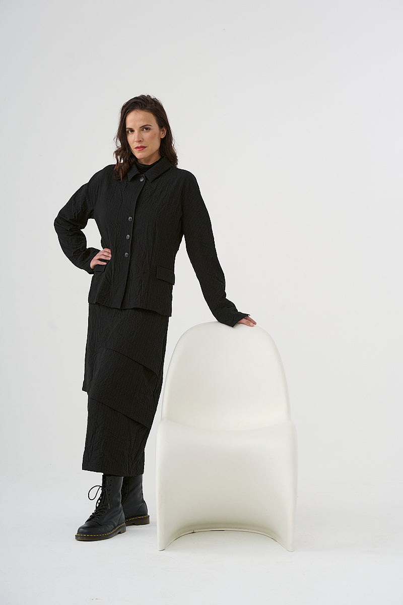 Jacket (461j1) made of structured, subtly striped mixed fabric