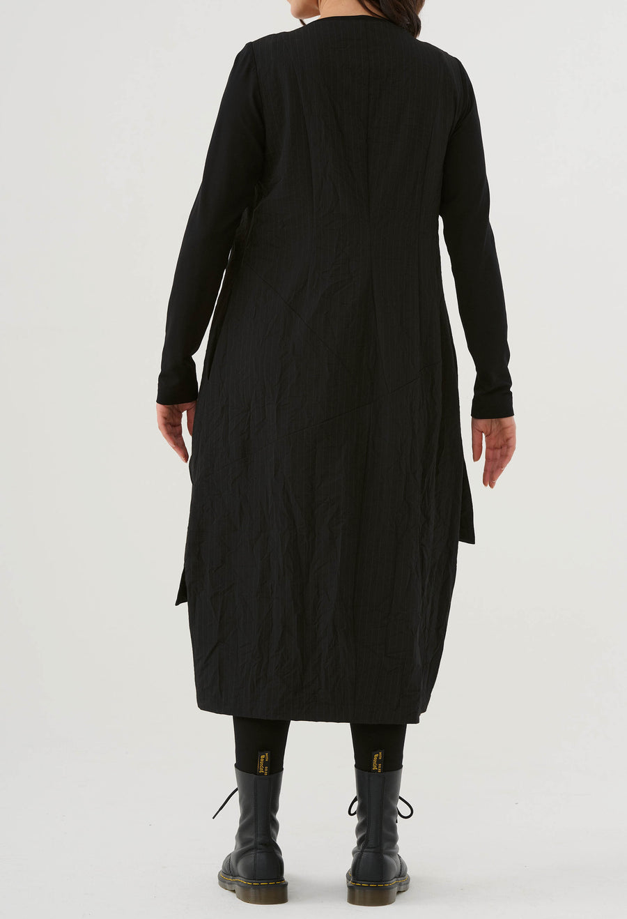 Dress (461k1) made of structured, subtly striped blended fabric