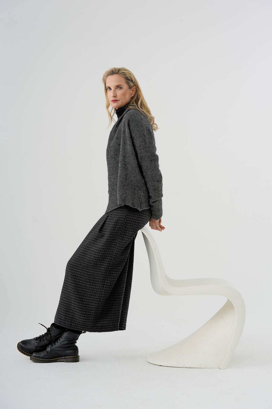 Hose / Hosenrock (464h2)  aus feinem Wollstoff kariert