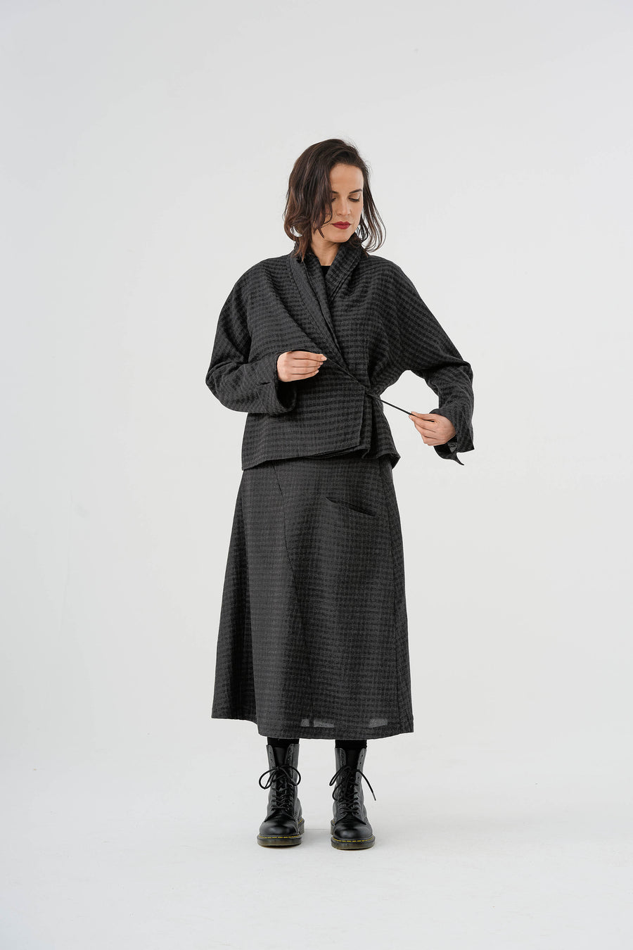 Jacke (464j1)  aus feinem Wollstoff kariert