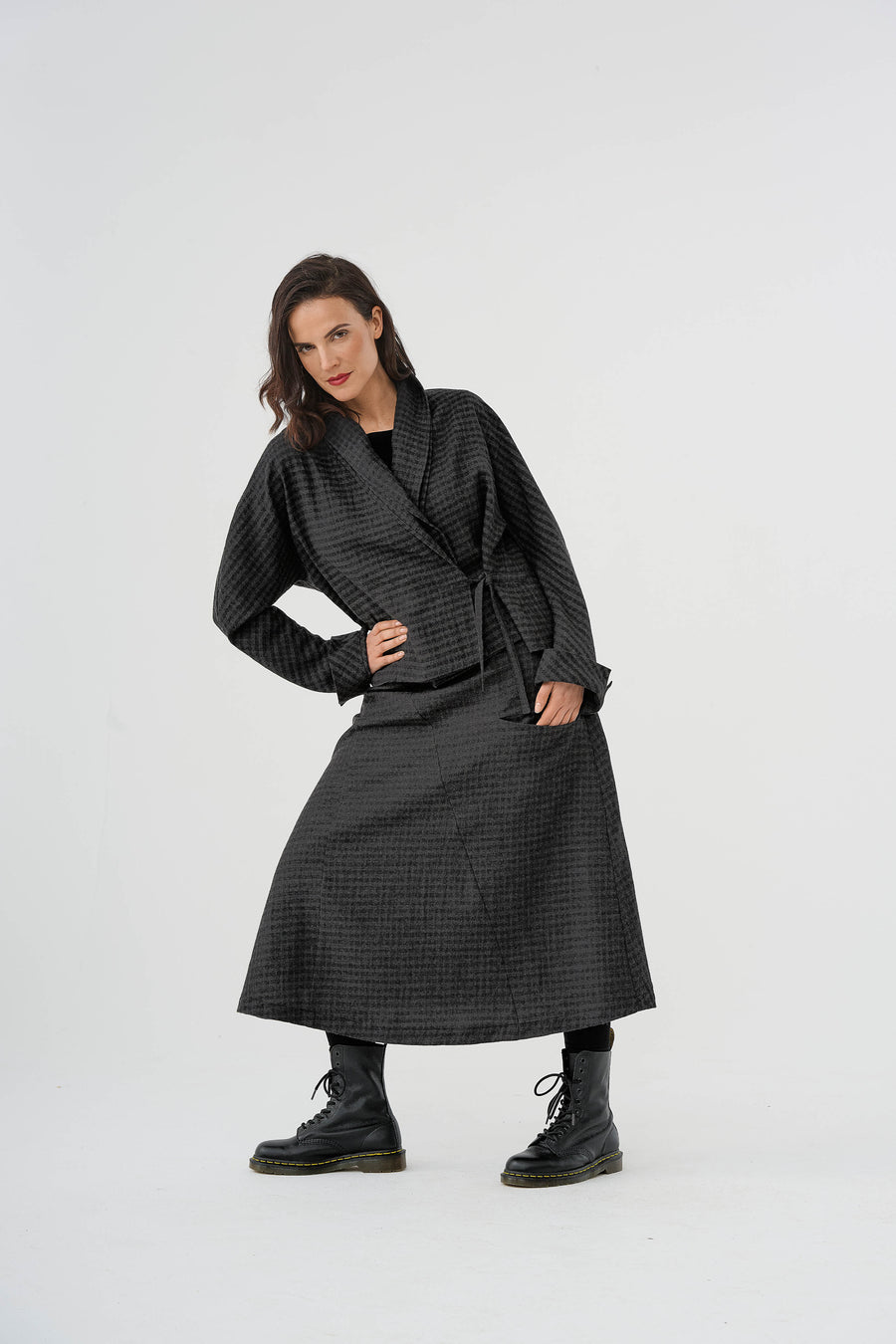 Jacke (464j1)  aus feinem Wollstoff kariert