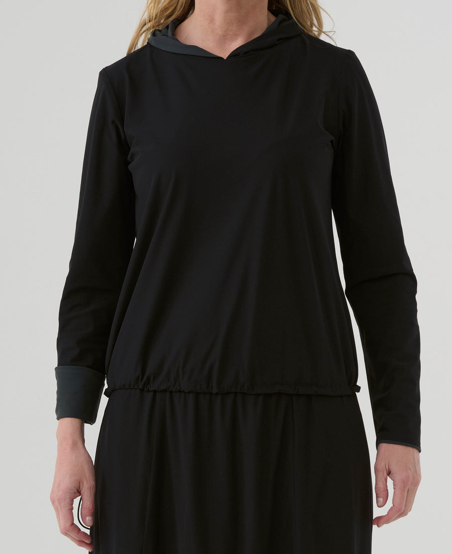 Shirt reversible shirt (472s1) with hood made of techno jersey