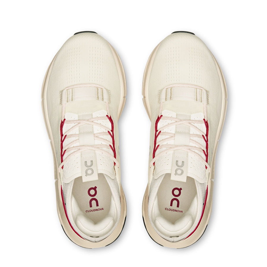 on-running cloudnova 2 ivory/grenadine