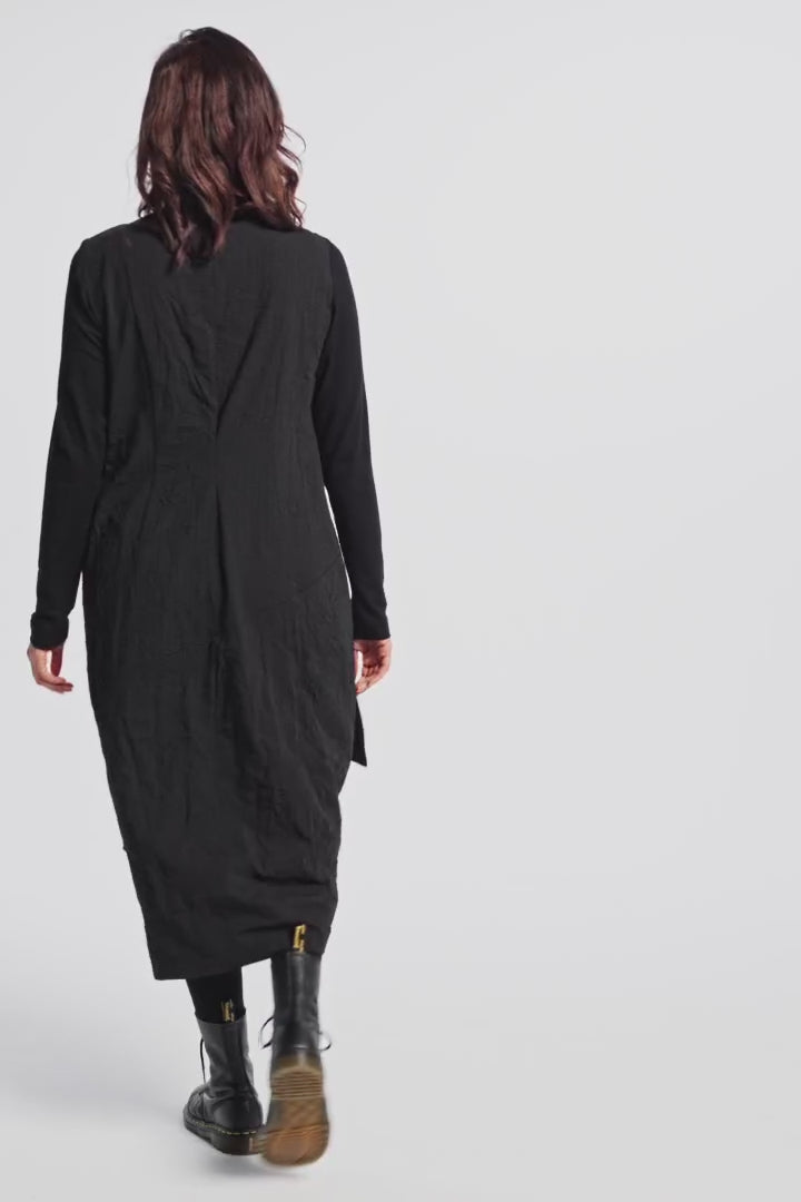 Dress (461k1) made of structured, subtly striped blended fabric