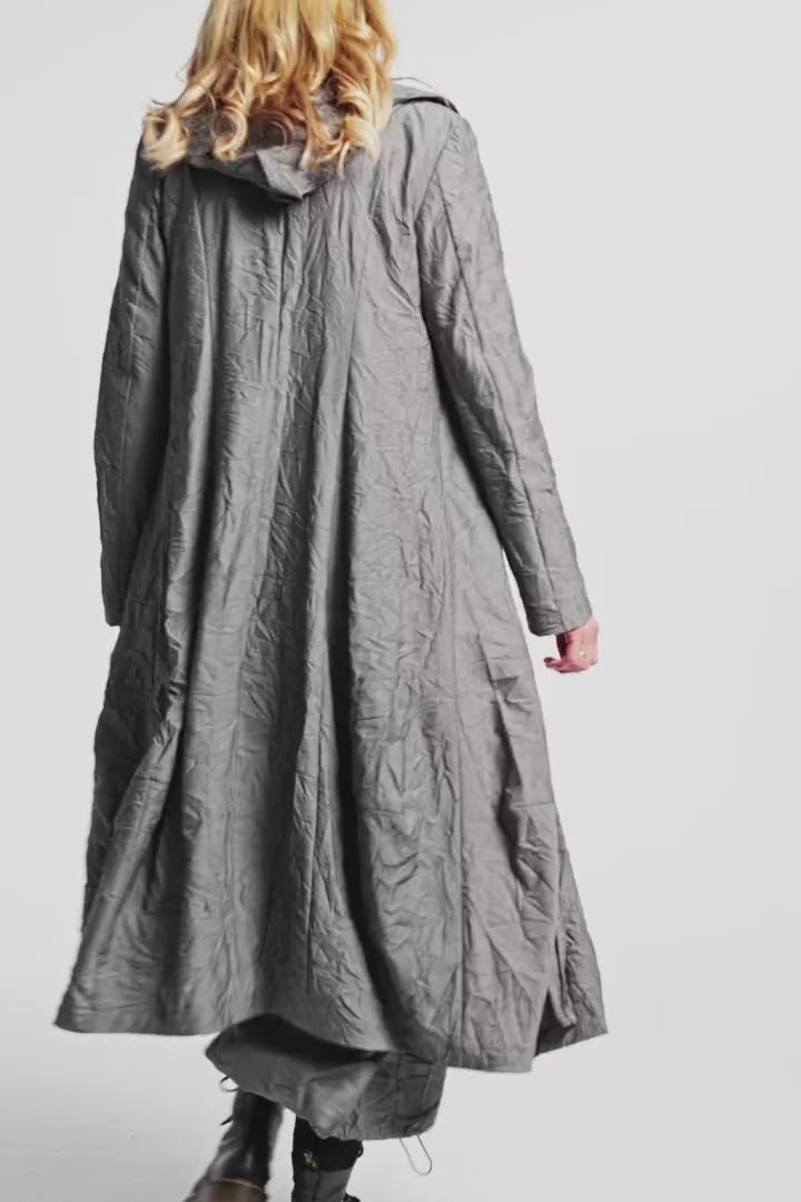 Mantel-Kleid (462k1)  aus fein gecrashtem Mischgewebe