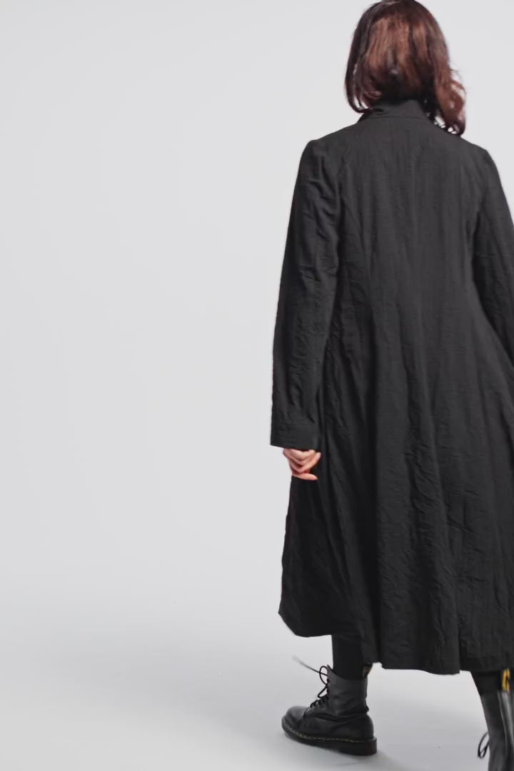 Coat (461m1) made of structured, subtly striped mixed fabric