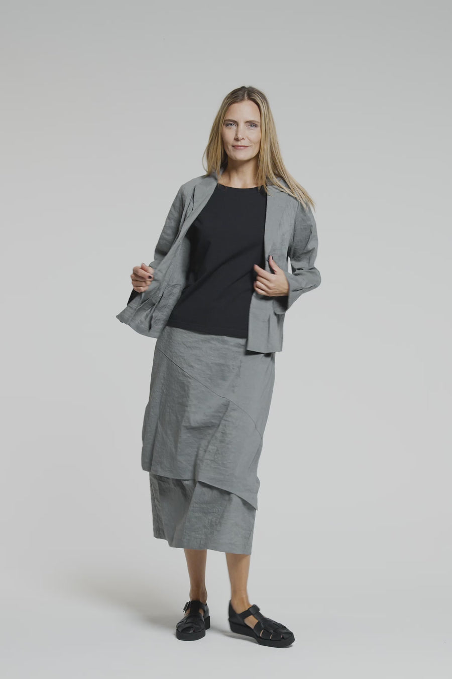 Linen blend skirt with elastane (323r1)