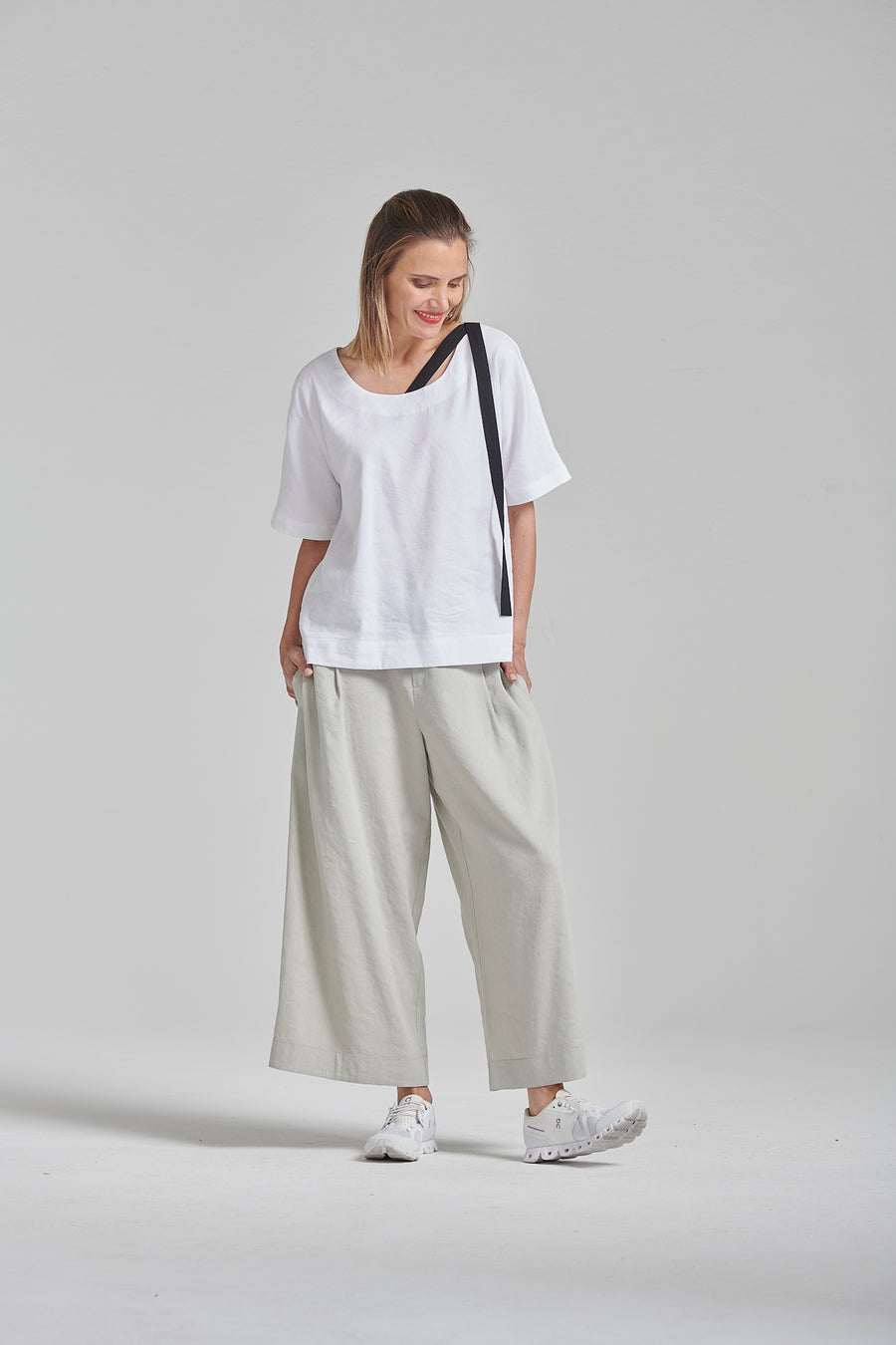 Summer elastic linen/viscose blend pants