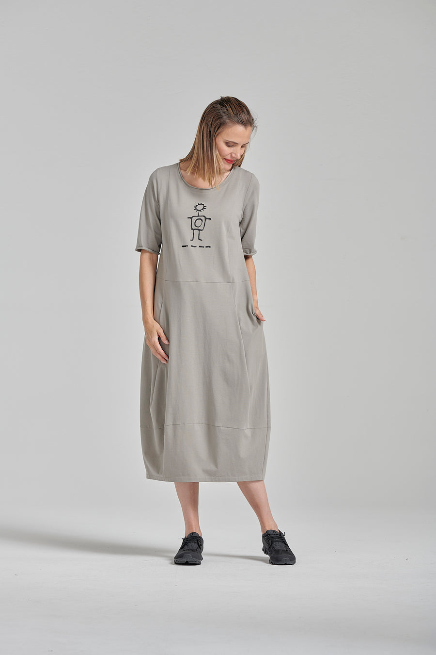 Dress in fine cotton jersey spandex (with or without motif print)
