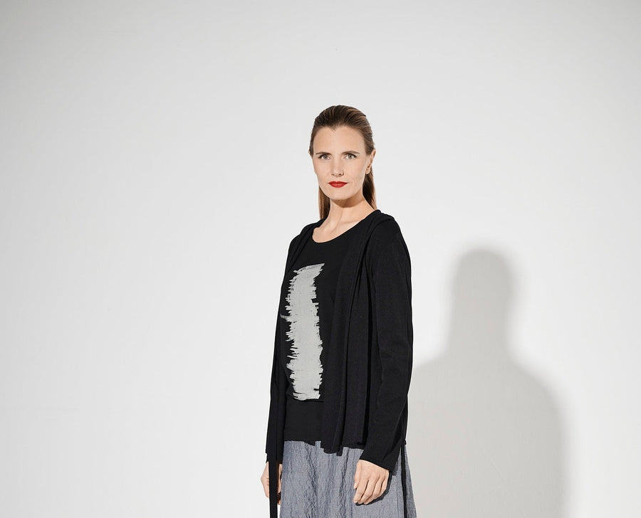 Rayon/Nylon Hooded Cardigan